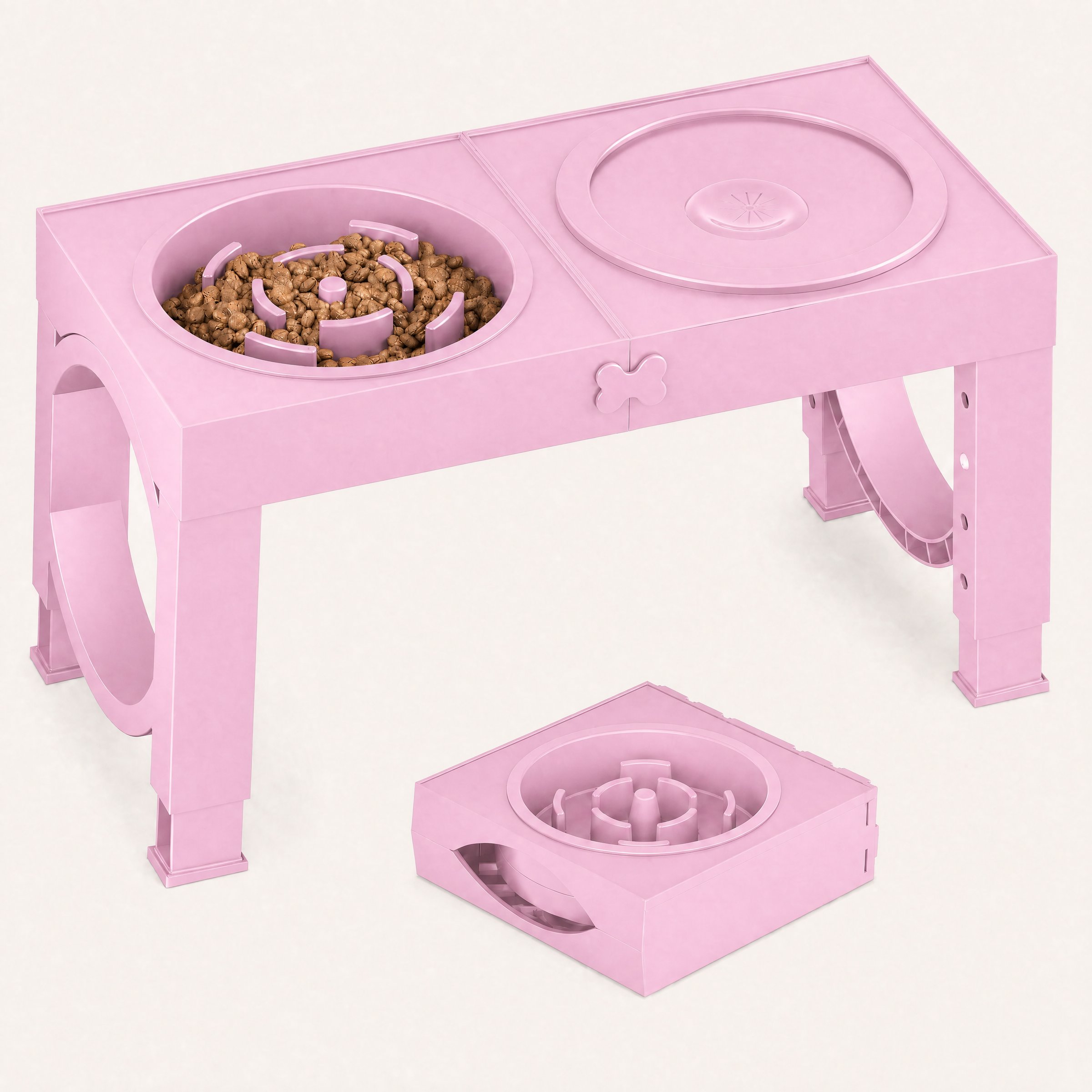 Puppami Adjustable Elevated Slow-Feeder Dog Bowl Station